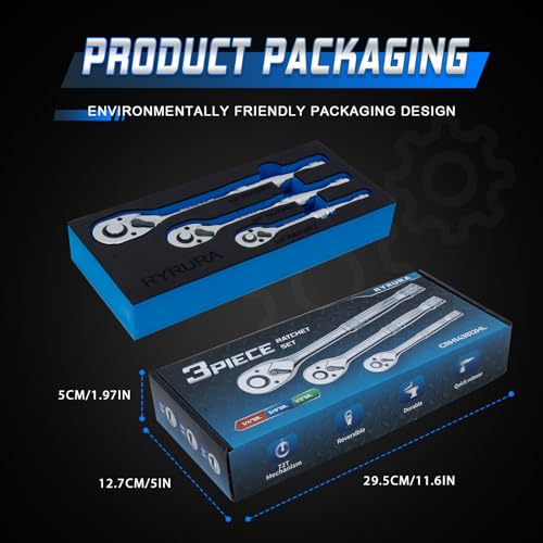 1/4 3/8/ 1/2 Inch Drive Ratchet Wrench Set,3-Piece Standard Socket Wrench Set,72-Tooth Quick Release,Reversible Ratcheting Feature with Metal Handle - size: 1/4-inch+3/8-inch+1/2-inch Set, style: Standard-Metal handle