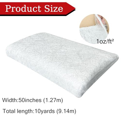 Fiberglass Mat 10 Yards X 50", Fiberglass Chopped Strand Mat 1oz - size: 10 Yards X 50"