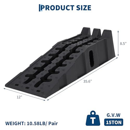 Heavy Duty Low Profile Vehicle Service Ramp – 12,000 LB Capacity Car Ramp for Oil Change & Maintenance, 6.7" Lift, Non-Slip Surface, Portable, 2-Pack – Ideal for Trucks, SUVs, Cars