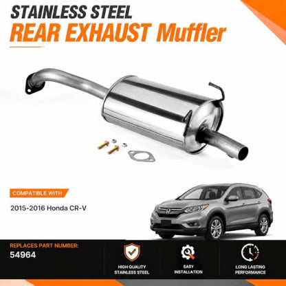 54964 Stainless Steel Rear Exhaust Muffler for 2015-2016 Honda CR-V CRV45 - size: 2015-2016 Honda CR-V