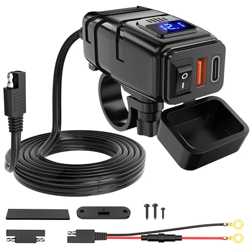 Nilight 7/8inch Motorcycle Handlebar USB Charger PD Type C Voltmeter 12V - color: USB+PD Type C Charger Motorcycle
