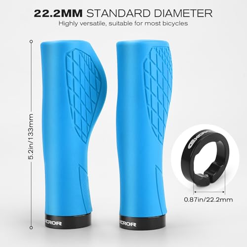 GXCROR Bike Grips,Ergonomic Bicycle Handlebars Grips Shock Absorbing Dual-Density Silicone,Universal 22.2mm Fit with 3D Non-Slip Pattern,Scooter Grips - color: Blue