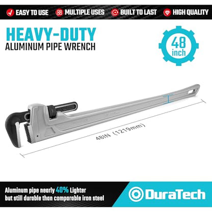 DURATECH 48-inch Aluminum Straight Pipe Wrench, Adjustable Plumbing Wrench - size: 48-inch, style: Straight