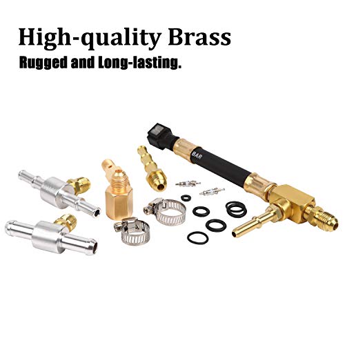 BETOOLL Pro Fuel Injection Pressure Tester Kit Gauge 0-140 PSI with 9.49,7.89,6.30 Fuel Line Fittings - size: Pro Fuel Pressure Tester Kit