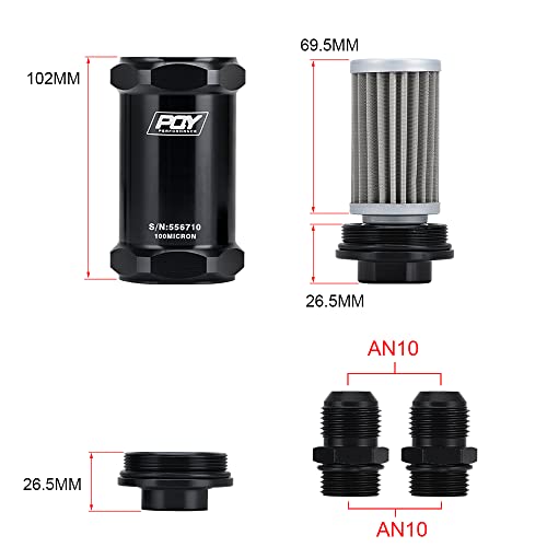 AN10 Inline Fuel Filter E85 Ethanol With 100 Micron Stainless steel element - size: AN10 - 100 Micron
