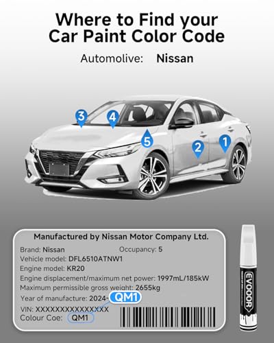 Touch Up Paint Compatible with Nissan Exact Match 2 in 1 Touch up Paint for Chips and Nicks Repair (Cloud White/Fresh Powder(QM1) Compatible with 200SX/Altima/Cube/Frontier/Kicks/Micra/NV/NV200/Pathfinder/Pickup/Sentra/Versa/Versa-Note/Xterra) - color: Cl
