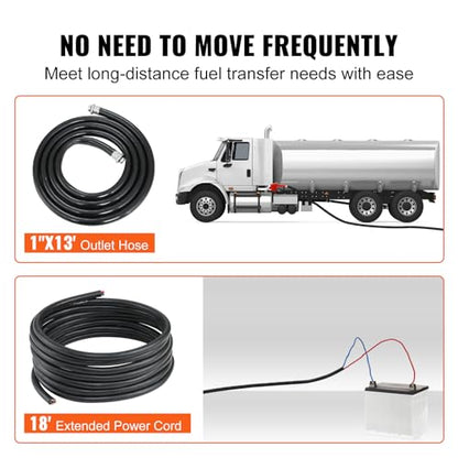 VEVOR Fuel Transfer Pump 12V DC 20 GPM 1/4 HP Gasoline Extractor Pump Kit - size: 12V 20GPM with Accessories