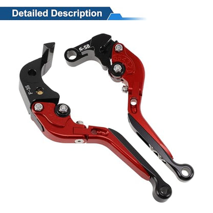 Short/Long Brake Clutch Levers for Suzuki GSXR600 2006-2025 6 Position Adjustable Motorcycle Handlebar Brake Lever Red Handle Black End 1 Pair - color: Red Handle Black End