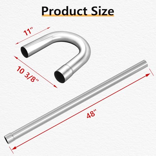 LCGP 3" Stainless Steel Custom Exhaust Kit Tubing Mandrel Bend Pipe Elbow Straight Pipe U-Shaped Pipe 8 Pcs - size: 3", style: Stainless Steel