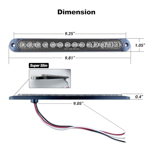 10" White Trailer LED Reverse Lights Bar Strip Truck Bed Backup Lights Rear Running Side Marker for Truck RV Aluminum Alloy Base, 15 LEDs 2Pcs - color: White