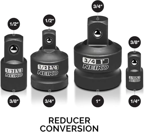 NEIKO 30223A 8 PC Impact Socket Adapter Set, Standard SAE Size, Cr-V Steel, Impact Driver & Wrench Conversion Kit, Locking Impact Socket Adapters & Reducer Set, Ball Detent, 1/4”, 3/8”, 1/2", 3/4”, 1” - size: 8-Pc, style: Adapter Reducer