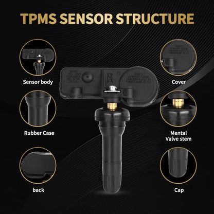 TPMS Sensor, 4PCS 315MHz Tire Pressure Monitoring Sensor