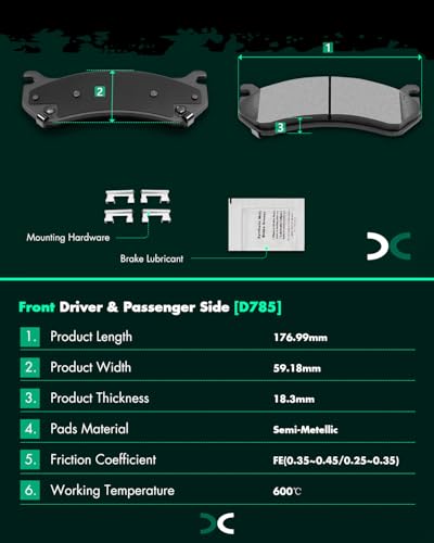 SCITOO Disc Brake Pads Sets Front Rear 8pc Fit For Chevy For Silverado 1500 - size: Front-D785 & Rear-D834