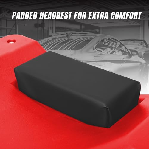 BIG RED TRP6240 Torin Blow Molded Plastic Rolling Garage/Shop Creeper: 40" Mechanic Cart with Padded Headrest, Dual Tool Trays and 6 Casters, Red - style: Red Rolling Creeper
