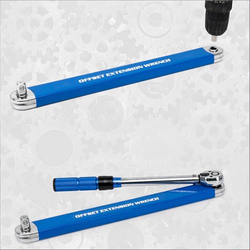 YoShin Ratchet Offset Extender Set,1/4",3/8",1/2" Square Drive Adapters - color: Blue
