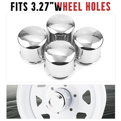 RTrhinoTuning 4PCS 3.27" 83mm Push Through Center Caps Wheel Hub Caps for Truck Trailer Wheel Rim, 3.27" Hub, 3.5" H Sliver Hubcap - color: Chrome, size: 3.27" Center Hole, 3.5" Height