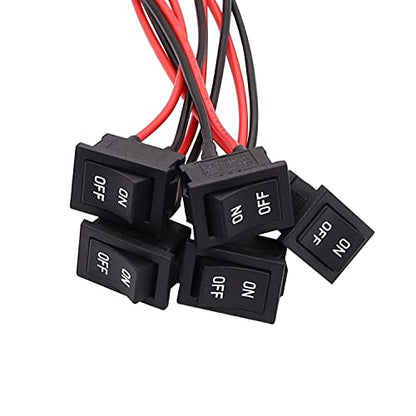 TWTADE 5PCS Latching Rocker Switch ON/Off 2 Pin 2 Position SPST Car Auto Boat Square Rocker Toggle Switch with Pre-Wired AC 10A/125V 6A/250V - color: Black-ON/Off Pre-wired - 5PCS, size: Narrow Rectangle