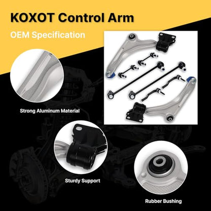 8Pcs K623000 K623001 K80252 K750744 ES801110 ES801109 Front Lower Control Arm Sway Bar End Link Outer Tie Rod Fit for Ford 2013 2014 2015 2016 2017-2020 Fusion, for Lincoln 2013-2020 MKX - size: 8Pcs front control arm suspension kit