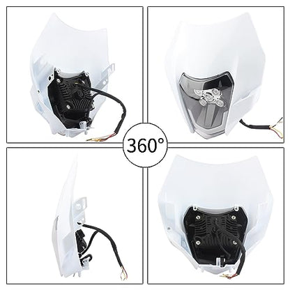 Dirt Bike LED Headlight,Universal Motorcycle Head Lamp Kit Compatible With Motocross Pit Bike Enduro ATV Supermoto 150 250 350 450 500 SX XCW EXC SXF XC SMC R 690(White) - color: 16-5LED White