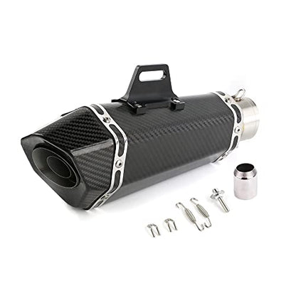 PACEWALKER 38-51mm Real Carbon Fiber Motorcycle Exhaust Muffler - size: Real Carbon Fiber