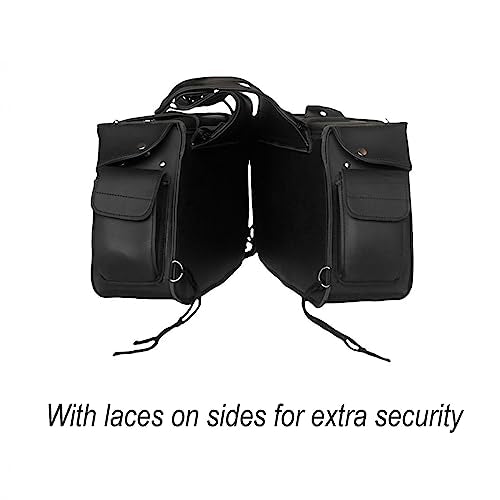 GARGOYLE BELLS Motorcycle Saddle Bags Studded PVC Motorcycle Luggage Bag For Softails Sportsters and Choppers Waterproof Tool Bags(14" x 12" x 10.5", No Stud-Style 2, Black PVC) - size: 14" x 12" x 10.5", style: Style 3