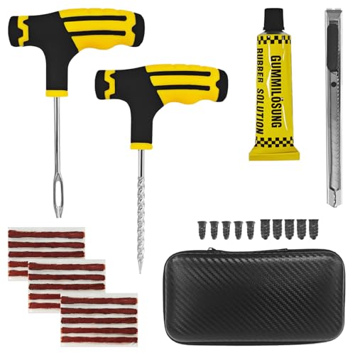 30PCS Tire Plug Kit Car Emergency Flat Tire Repair Tool Set Drill Rubber Repair Screws Tires Plug Tubeless Puncture Fix Kits Professional Tools for Cars Motorcycles ATV UTV Trucks Roadside Kit - size: 30PCS