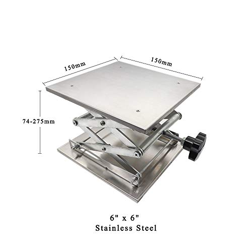 LabZhang 6" x 6" Stainless Steel Lab Jack Scissor Stand Platform Table - size: 6x6
