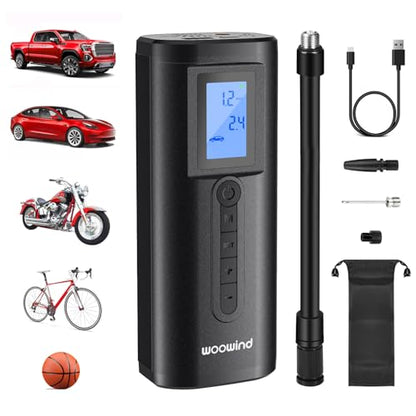 Woowind 2-in-1 Tire Inflator Portable Air Compressor 150PSI & Auto Shut-Off