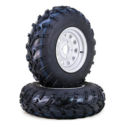WANDA ATV Tire Wheel 24x8-12 & 24x10-12 on 4x110mm PCD 5+2 Silver Rim-Set 4 - size: 4x110mm 5+2 wheel