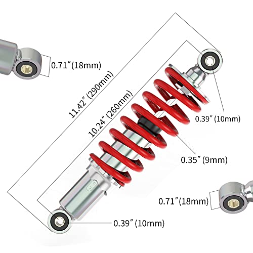 260mm Rear Shock, 10-1/4" Mono Shock Adjustable Replacement for SDG SSR Lifan 110cc 125cc 140cc 200cc 250cc Pit Dirt Bike