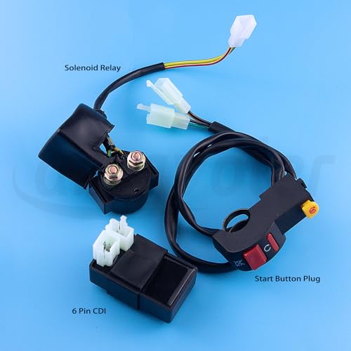 Set of 8 Complete Wiring Harness CDI Ignition Coil Solenoid Relay Spark Plug Kits Replacement Parts Fit for Most 150CC 200CC 250CC Chinese Made ATV Go Kart Quad 4 Wheeler Dirt Pit Bikes.