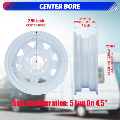 5.30-12 5.30x12 530-12 5.30-12 Trailer Tires with 12 in Rims, 5 Lug on 4.5", Load Range C, 6PR (530 12 with 5 lug) - size: 5.30-12, style: 5 lug on 4.5"