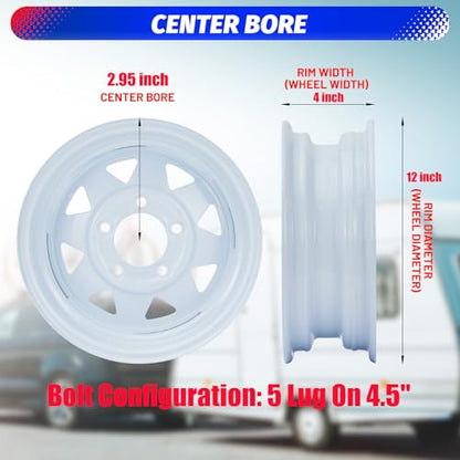5.30-12 5.30x12 530-12 5.30-12 Trailer Tires with 12 in Rims, 5 Lug on 4.5", Load Range C, 6PR (530 12 with 5 lug) - size: 5.30-12, style: 5 lug on 4.5"