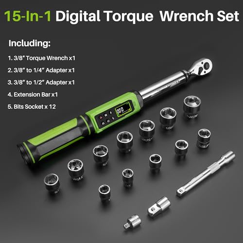 3/8" Digital Torque Wrench-1.5-99.6Ft.Lb for Car Motorcycle Repair - style: 3/8" 1.5-99.6 Ft.Lb Set