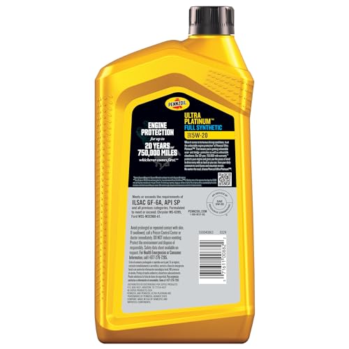 Pennzoil Ultra Platinum Full Synthetic 5W-20 Motor Oil, 1 Quart - size: 1 Quart, style: Single