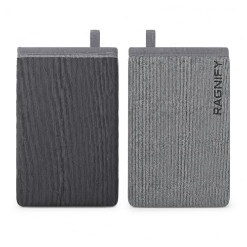 Ragnify Pack of 2 Clay Mitt Auto Detailing Medium Grade Clay Bar Alternative Mitt for Flawless Removal of Surface Bonded Micro Contaminant (Gray) - color: Gray