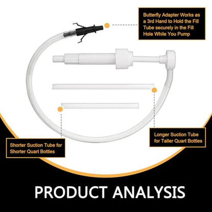 Lower Unit Gear Oil Pump, Transmission Differential Fluid Pump with 3/8 inch Metal Swivel, 8mm and 10mm, 3rd Hand Adapter, Fluid Pumps for Standard Quart Bottles, 8cc Per Pump Stroke
