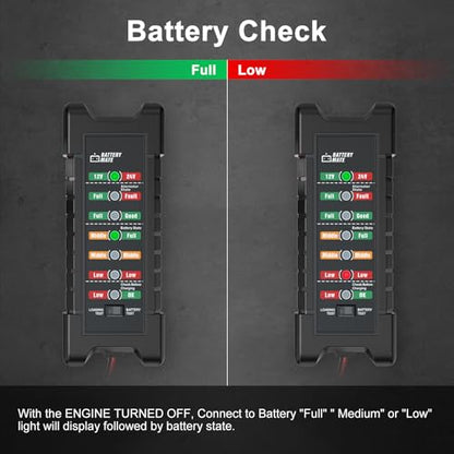 Car 12V 24V Battery and Alternator Tester Automotive, Load Tester - color: Black + Orange
