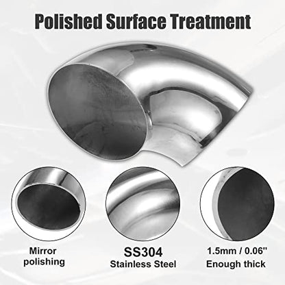 X AUTOHAUX 2 Pcs OD 5 Inch 90 Degree Mandrel Bend Elbow SS304 Stainless Steel Bend Tube Exhaust Elbow Pipe for Car Modified Exhaust System 5" Piping Silver Tone - size: 5"