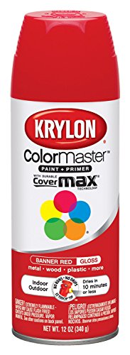 Krylon K05210807 ColorMaster Paint + Primer, Gloss, Banner Red, 12 oz. - color: Banner Red, size: 12 Ounce (Pack of 1), style: Gloss