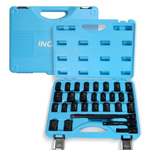 1/2 29PC Socket Set Shallow, CR-MO,SAE/Metric 3/8"-1",10-24mm - size: 1/2inch 29PCS SHALLOW