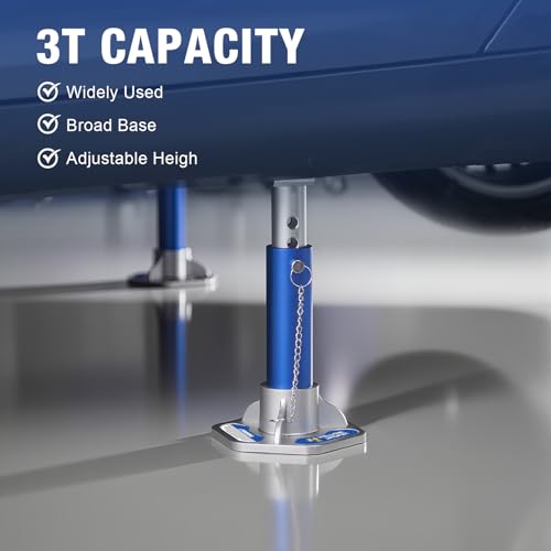 YELLOW JACKET 3 Ton Aluminum Lightweight Jack Stands with Locking Support Pins for Cars, SUVs, and Light Duty Trucks, Blue/Silver, 1 Pair