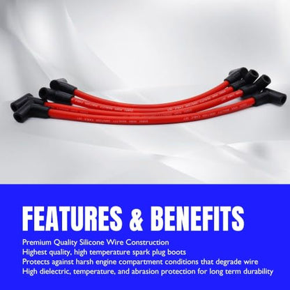 4PCS Marine Spark Plug Wire Set Replacement #18-8839 9-28092 - style: 18-8839