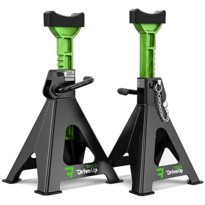 Jack Stands 3 Ton (6,600 lb) Heavy Duty Steel, Double Locking, Set of 2, Adjustable Height 11.03-16.7 Inch, Green Car Jack Stands for Cars SUV Trucks Vans