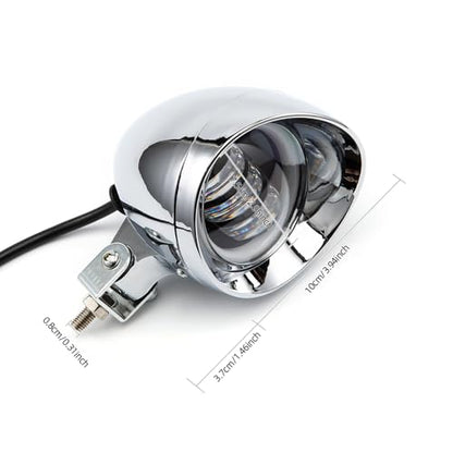 Chrome Bullet LED Motorcycle Fog Lights & Auxiliary Headlight - Dual Color DC12V for ATV, Cruisers, Scooters (style two) - style: style two