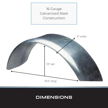 Tie Down 86267 Single Round Metal Fender, Galvanized Steel, 14 to 15 inch Wheel Size, 1 Per Pack - size: 31.5" x 9" x 13", style: 1 Fender