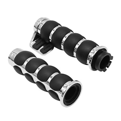EATAKWARD 1 Inch Motorcycle Handlebar Grips 25MM Universal Non-Slip Handlebar Throttle Grips w or Throttle Assist Black Chrome Replacement for Harley Davidson Replacement for Suzuki Kawasiki