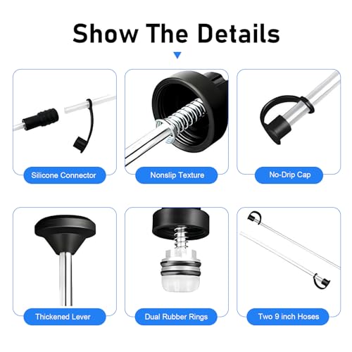 Automotive Fluid Extractor Pump, 200cc Manual Extraction Oil Syringe with 2 Hoses, Auto Oil Change Syringe Pump, Universal for Power Steering Transmission Gear Oil & Brake Fluid Transfers