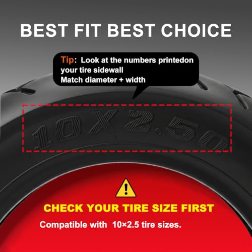 EMERK 10x2.50 Scooter Tire and Inner Tube Set, 90° Bent Valve, 1 Pack - color: 1 Tire + 1 Tube