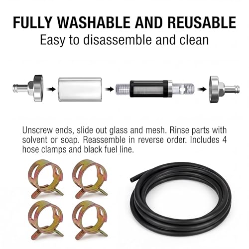 Universal 5/16" Inlet/Outlet Fuel Filter Clear View Glass - size: 5/16''